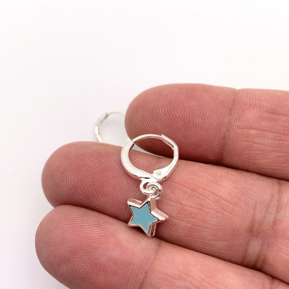 Light Blue Star Earrings - Picture 4 of 5